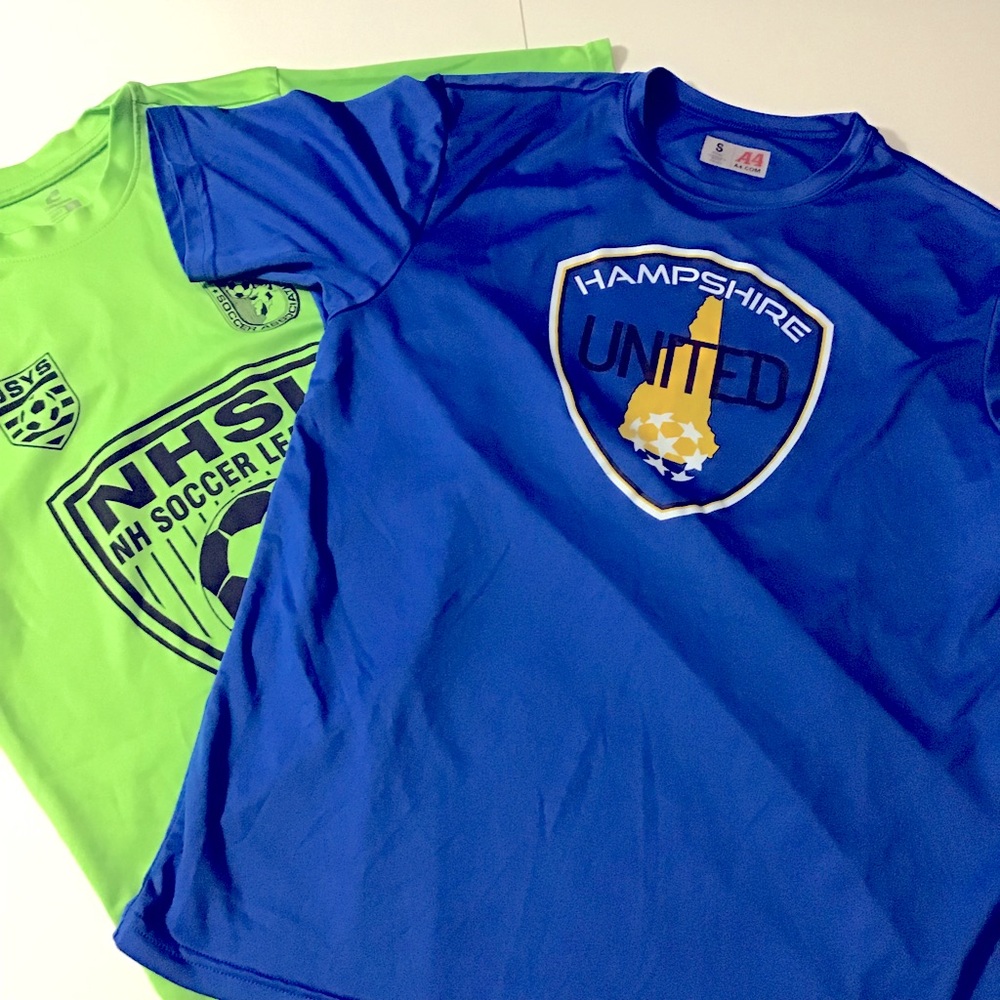 New Hampshire Soccer Jerseys Athletic Shirts Womens Small Lot of 2 Blue Green NH